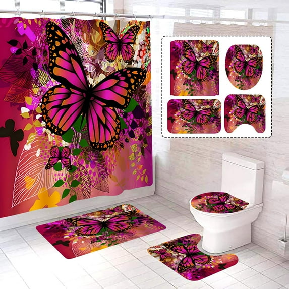 4Pcs African Women Couple Shower Curtain Set with Non-Slip Rugs and Toilet Lid Cover King and Queen Fabric Shower Curtain Bathroom Decor with Hooks Waterproof Washable 72" x 72''