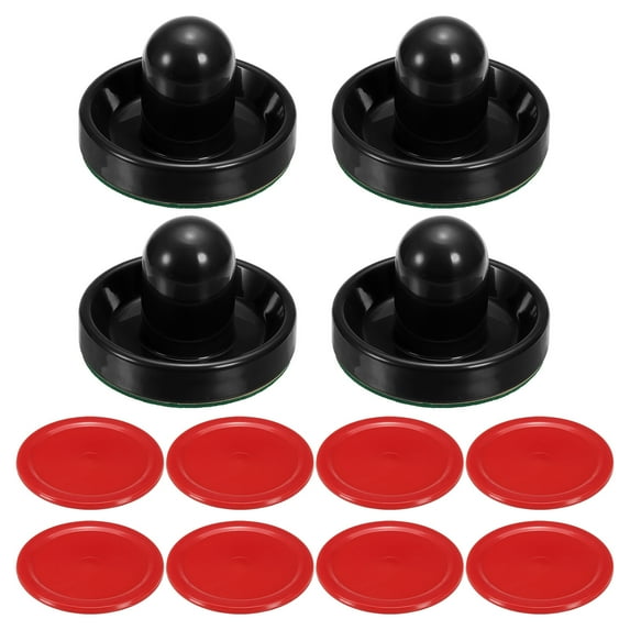 4Pcs Air Hockey Pushers 96mm with Pads, 8Pcs Air Hockey Pucks Handles Paddles Replacement Accessory