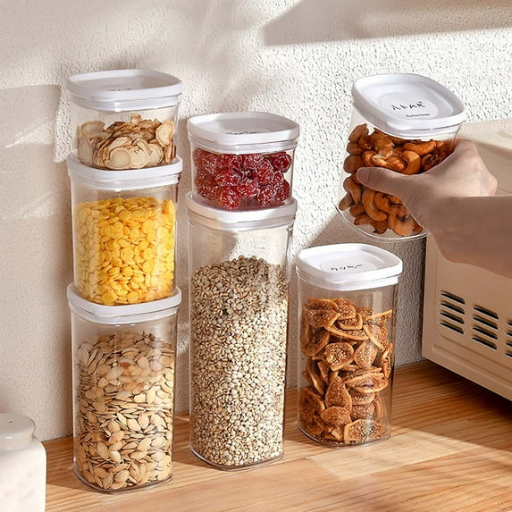 4Pcs Airtight Food Storage Container under $5! Kadlawus Airtight Food Storage Container Set, Clear Plastic Kitchen Canisters for Grains Pasta and Snacks, Pantry Organization Jars with Lids, BPA Free