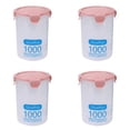 thumbnail image 1 of 4Pcs Airtight Plastic Food Storage Container,1000ml Seal Pot with Scale Mark,Stackable Canister with Clip Lid,Transparent Cylindrical Storage Jar for Grain,Nuts,Candy,Dried Fruit,Spice Pantry, 1 of 2