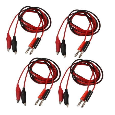 4Pcs Alligator to Banana Connector Cable Jumper Wire Test Leads 1m Length