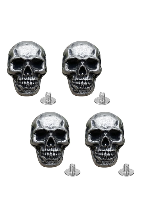 4Pcs Alloy Bag Decorative Demon Head Buckle Clasps Retro Leather Craft Rivets with Pull Ring Screw Silver 35x25x13mm