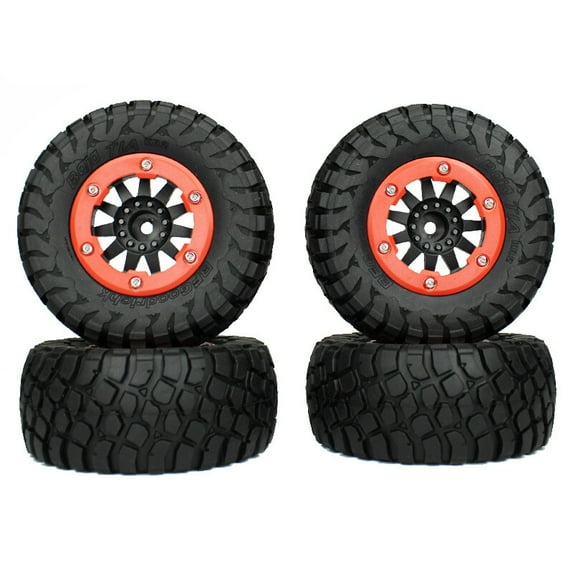 4Pcs Alloy Beadlock Wheel 110mm RC Tires Fits for 1/10 RC Truck Car Short Course Truck