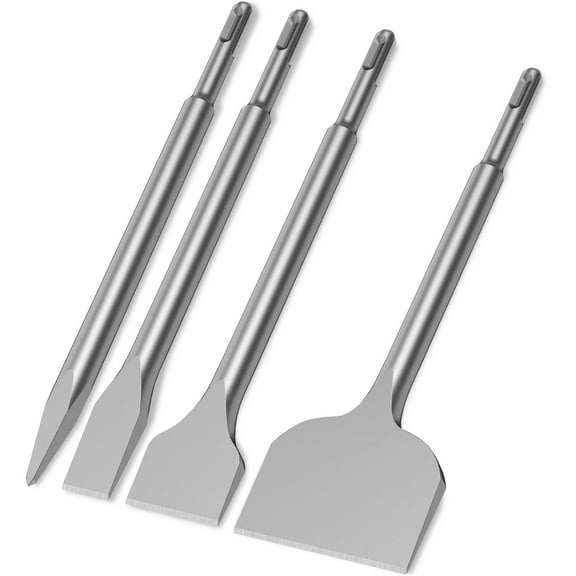 4Pcs Alloy Chisel Bit Set for SDS Plus Rotary Hammer Wear Resistant Tile Removal Chisel Bit Precise Hammer Drilling Chisel Bit for Demolition Chipping Grooving