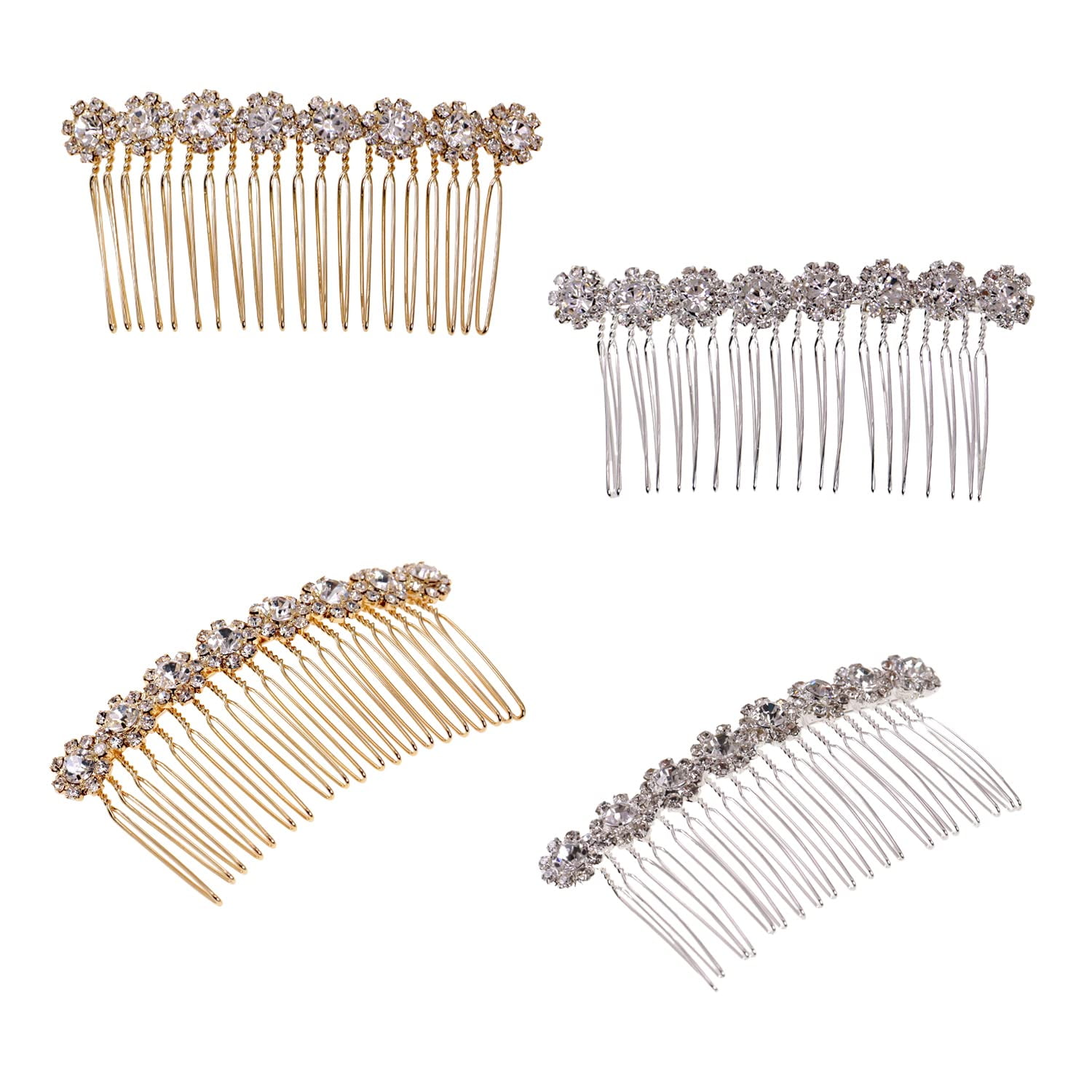Oubeiduo Girls Silver White Clips Wedding Hair Comb Bridal Jewelry Five