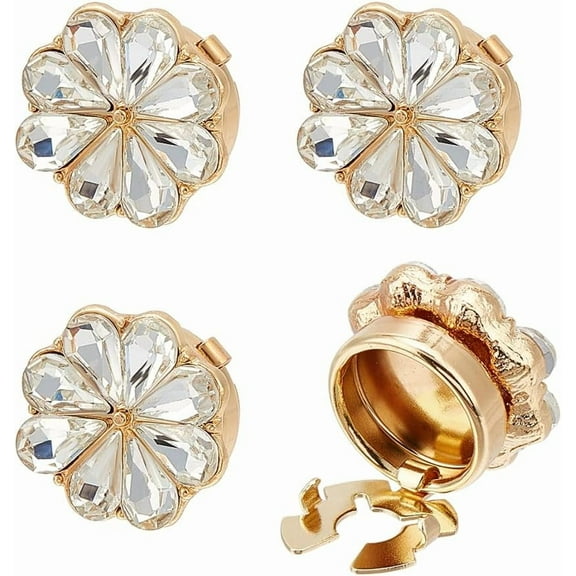 4Pcs Alloy Rhinestone Cuff Buttons Cufflink Findings for Apparel Accessories Flower Platinum 20x18x10mm Hole: 9x5.5mm