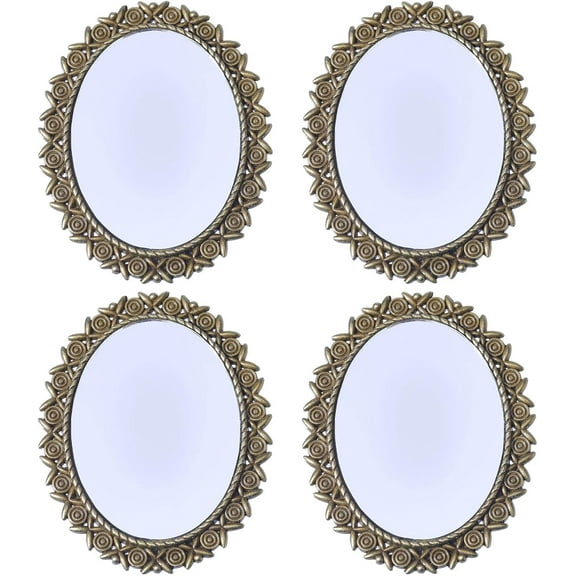 4Pcs Alloy with Glass Picture Frame Oval Antique Bronze 51x41x2.5mm