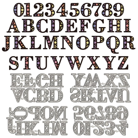 4Pcs Alphabet Letters Number Metal Cutting Dies Cuts Flower A-Z Alphabet 0-9 Number Cutting Die Floral Initial Letter Numbers Stencil Template DIY