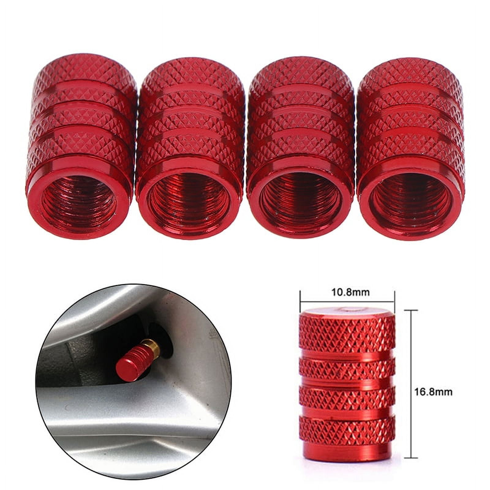 4Pcs Aluminium red car tyres valve stems air dust cover screw cap