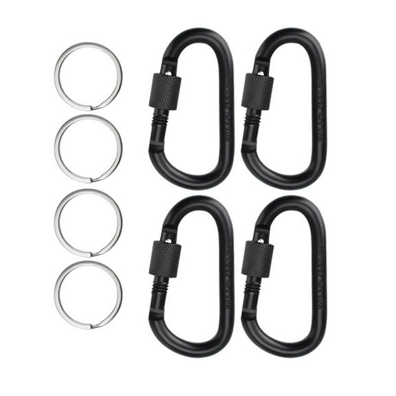 4Pcs Aluminum Alloy Locking Carabiners with Key Rings Keychain Carabiner D Rings Key Clip Spring Snap Hook Enduring