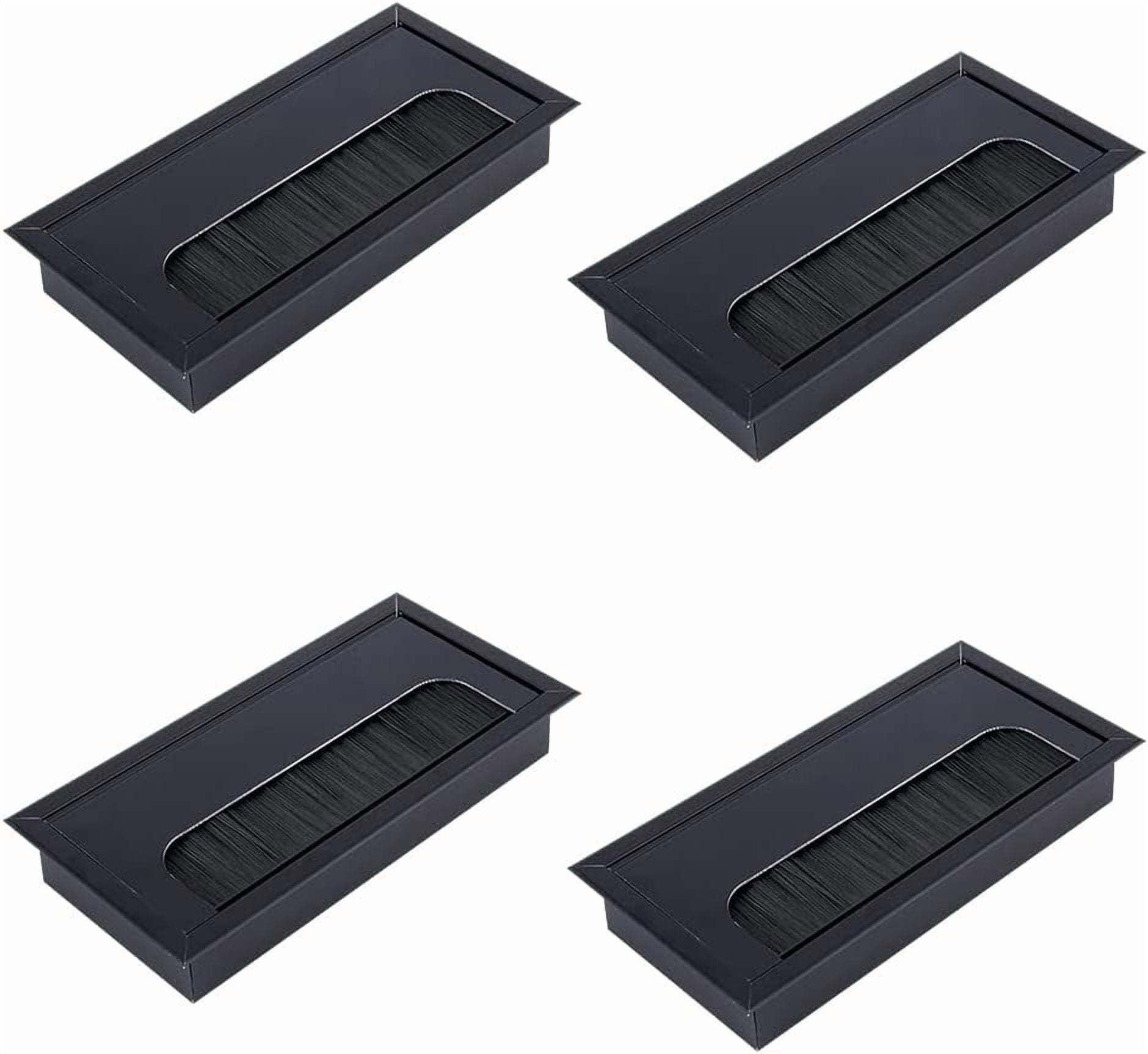 4Pcs Aluminum Cable Grommets 160x80mm Metal Wire Hole Cover Rectangle Desk Cable Wire Grommet Black Computer Cable Outlet Desk Caps for DIY