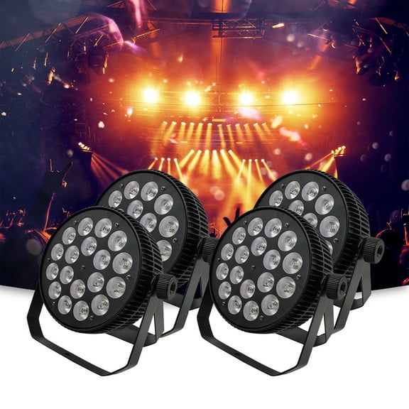 4Pcs Aluminum LED 18x12w Par Light, Par Light Flat Stage Light 4in1 Lighting Suitable For DJ Disco Family Birthday Party