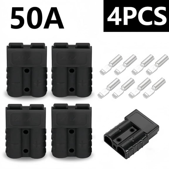 4Pcs Anderson 50A/120A Quick Connect Plug Kit - Silver Plated Copper Connector for 12-36V Winch/ATV/Trailer Wiring