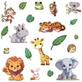 thumbnail image 1 of 4Pcs Animal Wall Sticker Decor Zoo Animals Window Decals Self-Adhesive Elephant Lion Frog Tiger Monkey Leaf Wall Decal Peel and Stick Removable for DIY, 1 of 7