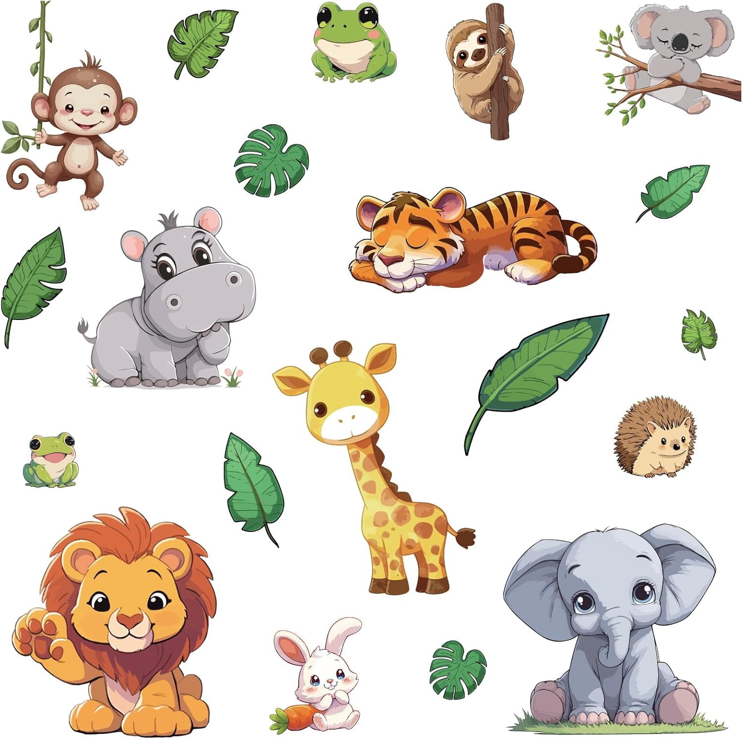 4Pcs Animal Wall Sticker Decor Zoo Animals Window Decals Self-Adhesive ...