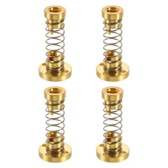 Uxcell 4Pcs Gold Anti Backlash Spring Loaded Nut(2mm Pitch, 2 Start, 4mm, 3.5mm Holes)