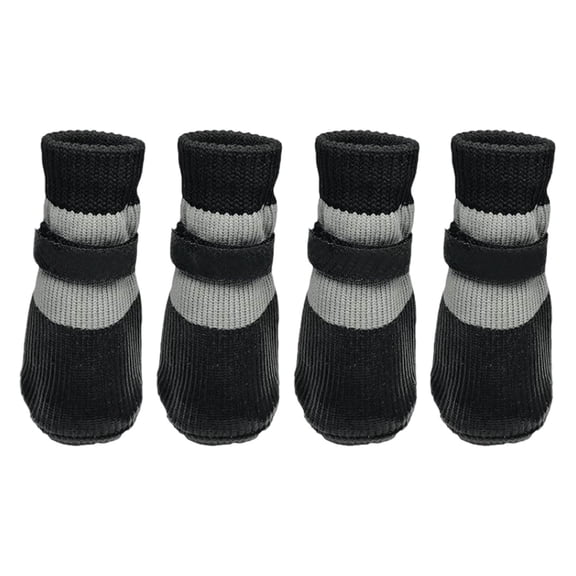 4Pcs Anti- Dog Socks Shoes, Pet Waterproof Foot Covers, Breathable Dog Paw Sock Protector, Small Dog Shoes with Adjustable Straps Rubber Soles for Hiking and Running