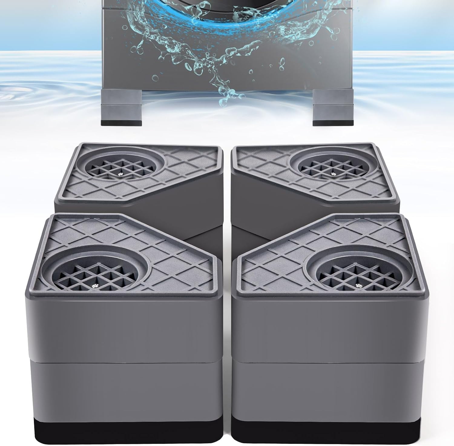 4Pcs Anti Vibration Pads for Washing Machine, Stops Washer Dryer Moving, Prevents Noise, Vibration Transfer, Antivibration Stabilizer Support Feet (Increase3.14in)