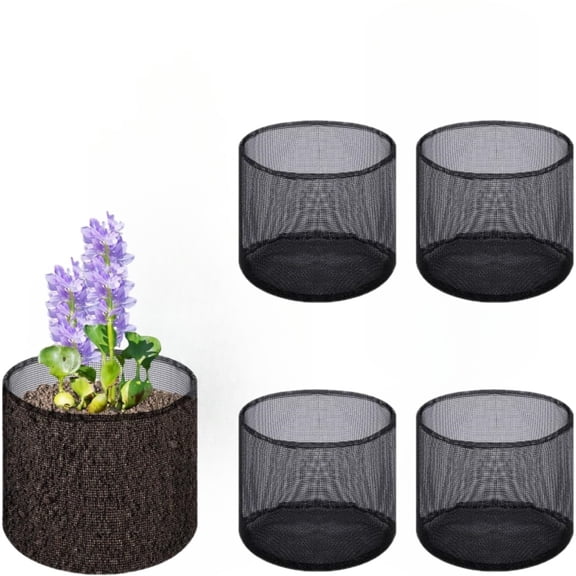 4Pcs Aquatic Plant Grow Bags, Reusable Breathable Seed Starter Bags Pond Basket Seedling Pots Container Plants Pouch for Water Lily Vegetables Fruits Flowers Saplings Potato (Round, 7in)