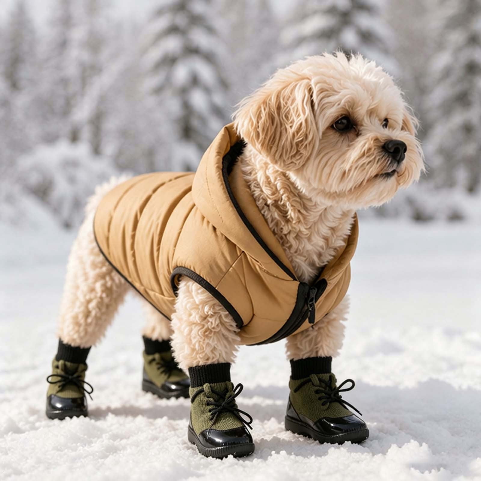 4Pcs Army Green Dog Boots Size S, Polyester Adjustable Drawstring Dog ...
