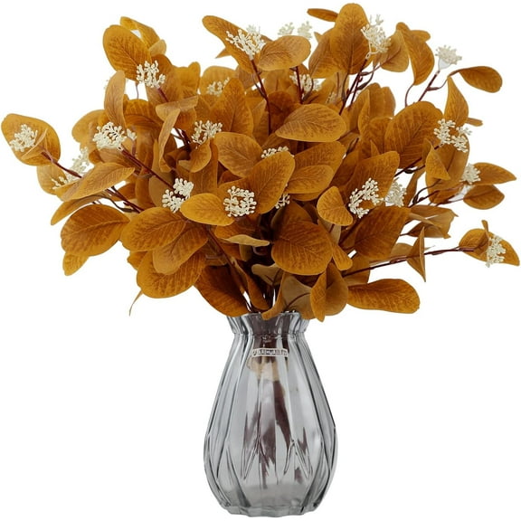 4Pcs Artificial Eucalyptus Stems, 20inch Fake Silk Leaves with Berries, Greenery Plants Floral Decorations for Boho Home Decor Flowers Arrangement Vase Party Wedding