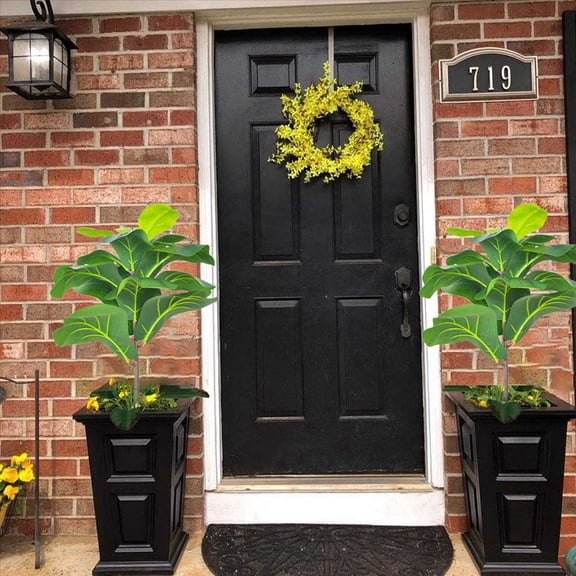 4Pcs Artificial Fiddle Leaf Fig Tree 19.6 Inch Faux Plants Ficus Bush Greenery for Wedding Courtyard Outdoor Decoration