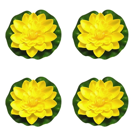 4Pcs Artificial Floating Lotus Flower with Water Lily Pad, Lifelike Pond Pool Lotus Ornaments Realistic Ornament for Home Garden Pond Aquarium Decor, Artificial Plants,3.9 Inch