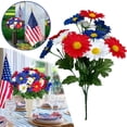 thumbnail image 1 of 4Pcs Artificial Flower Patriotic Memorial Bouquet, Fake Red White and Blue Cemetery Flowers for Grave, 4th of July Flowers Silk Flowers, Independence Day Centerpiece Table Home Decor, 1 of 5