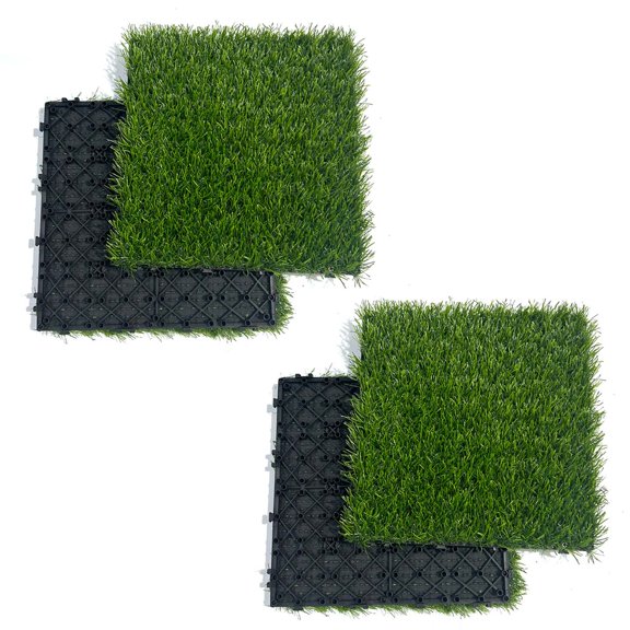 4Pcs Artificial Grass Carpet Balcony Flooring Tiles Decoration Grass Turfy Mat Rug Outdoor Garden