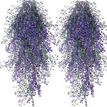 4Pcs Artificial Hanging Plants Faux Plastic Bell Leaves Greenery Ivy Hanging Vines Wall Plants for Indoor Outdoor Garden Patio Yard Room Party Weddings Home Decorations (Purple)