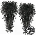 thumbnail image 1 of 4Pcs Artificial Hanging Plants Faux Plastic Bell Leaves Greenery Ivy Hanging Vines Wall Plants for Indoor Outdoor Garden Patio Yard Room Party Weddings Home Decorations (Black), 1 of 7