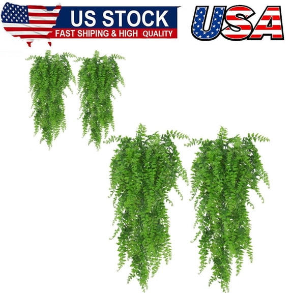 4Pcs Artificial Hanging Plants Fern Vine,Fake Ivy Leaves Decoration for Indoors