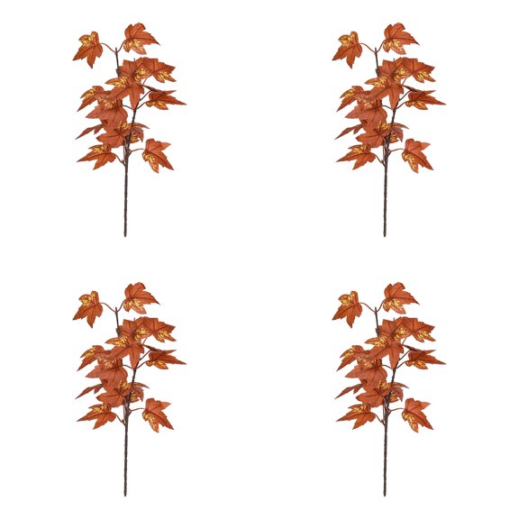 4Pcs Artificial Maple Leaves Branches 13in Fake Fall Leaves Stems Plants for Home Kitchen Farmhouse Thanksgiving Table Centerpiece