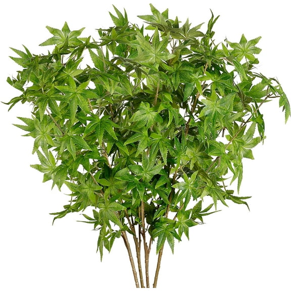 4Pcs Artificial Maple Leaves Branches Fake Fall Leaves Stems Maple Leaves Shrubs Autumn Leaf Bushes Faux Silk Foliage for Home Kitchen Thanksgiving Table Centerpieces Festival Decor (Red)