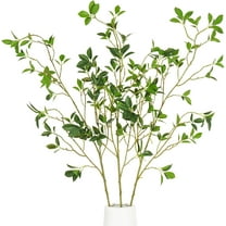 4Pcs Artificial Plant Green Branches Fake Ficus Stems Faux Eucalyptus Twig Leaf for Home Office Shop Garden Party Banquet Wedding Vase Filler Decoration 27.6'' (Green) A