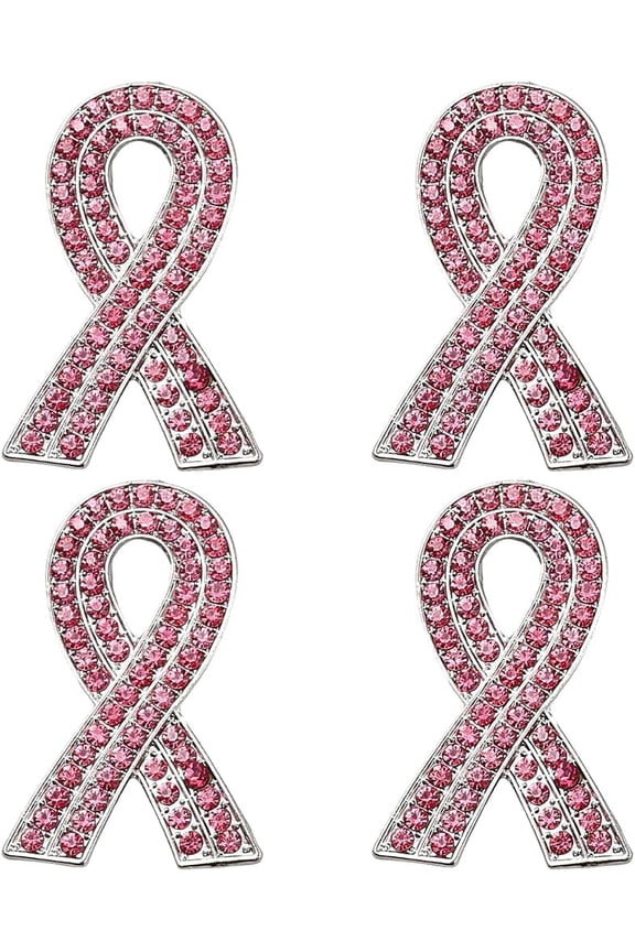 4Pcs Awareness Ribbon Rhinestone Pins Zinc Alloy Lapel Pin for Backpack Clothes Rose 49x32mm Craft