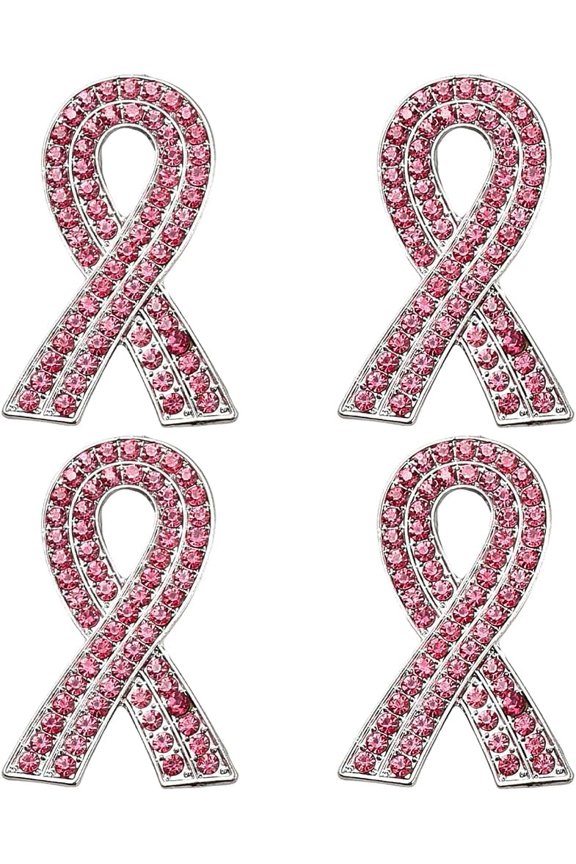 4Pcs Awareness Ribbon Rhinestone Pins Zinc Alloy Lapel Pin for Backpack Clothes Rose 49x32mm for DIY