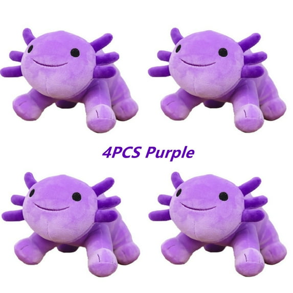 4Pcs Axolotl Plush Toy, Realistic Amphibian Toy With Iridescent Skin And Tail - Soft Cuddly Party Favors For Birthday Gift And Home Decoration