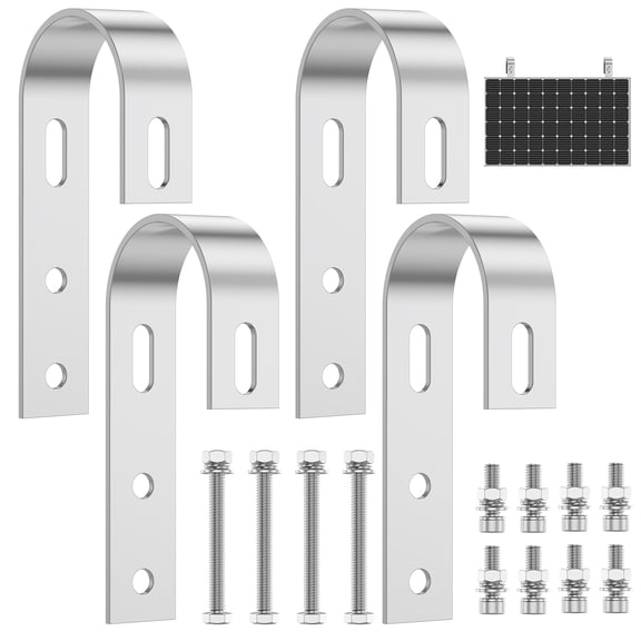 Solar Panel Mount Brackets 4Pcs, Universal PV Module Bracket Hooks, 304 Stainless Steel Balcony Power Station Bracket for Railing Roof Motorhome