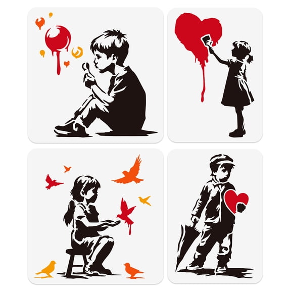 4Pcs Banksy Graffiti Stencils