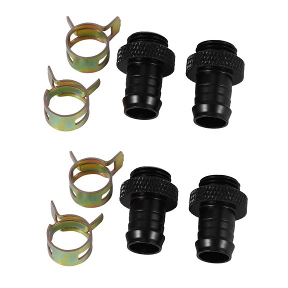 4Pcs Barb Fitting Computer Water Cooling Radiator Copper Heatsinks Cooler Clamp for 3/8 Inch Id Tubing G1/4 Chromed Del