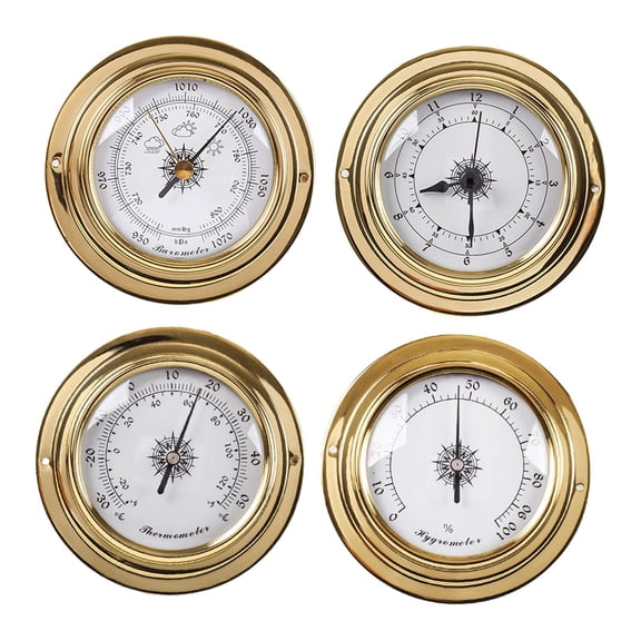 4Pcs Barometers Clock Meter Thermometer Hygrometer for Barn Yachting