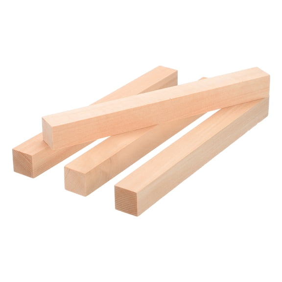 Uxcell 4Pcs Basswood Carving Block 0.8"x0.8"x8" Square Wooden Dowels Blocks Wood Pieces for DIY Arts Decoration