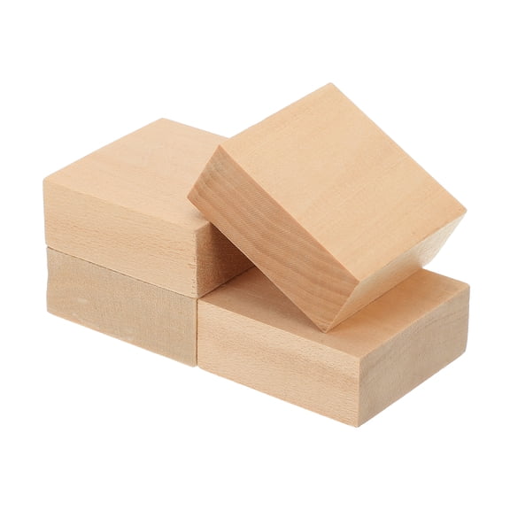 Uxcell 4Pcs Basswood Carving Block 0.8"x2"x2" Square Wooden Dowels Blocks Wood Pieces for DIY Arts Decoration