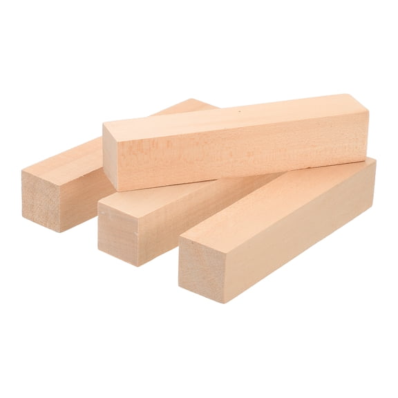 Uxcell 4Pcs Basswood Carving Block 1.2"x1.2"x6" Square Wooden Dowels Blocks Wood Pieces for DIY Arts Decoration