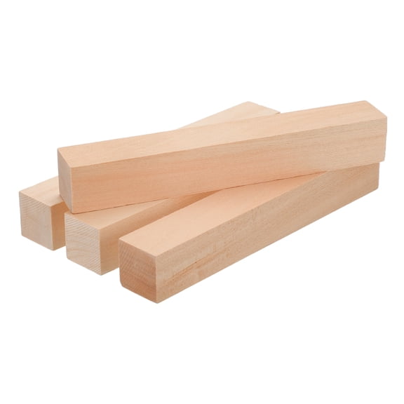 Uxcell 4Pcs Basswood Carving Block 1.2"x1.2"x8" Square Wooden Dowels Blocks Wood Pieces for DIY Arts Decoration