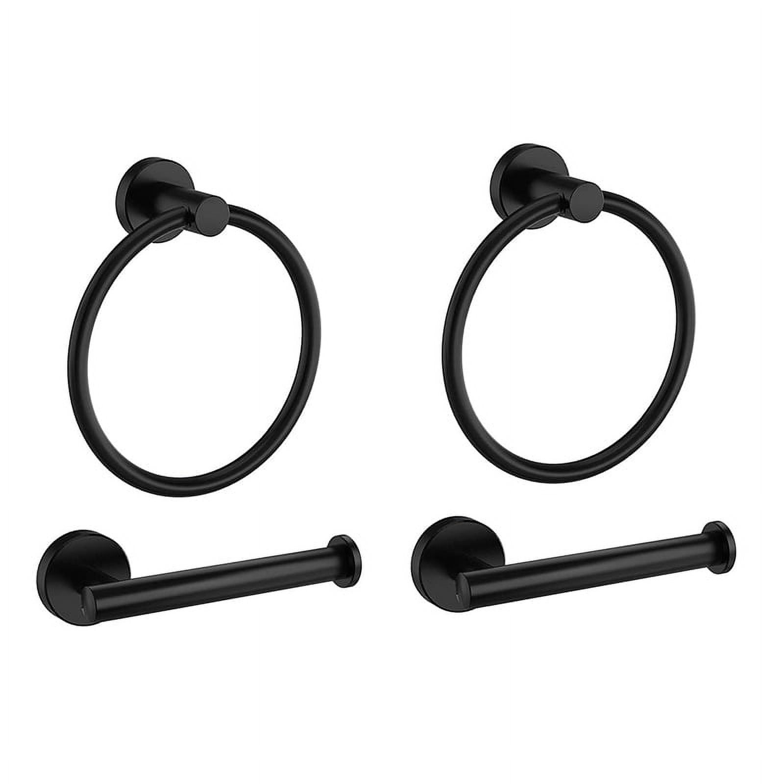 4Pcs Bathroom Hardware Black Towel Ring and Toilet Paper Holder ...