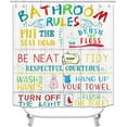 4Pcs Bathroom Rules Shower Curtain Sets With Rugs, Waterproof White