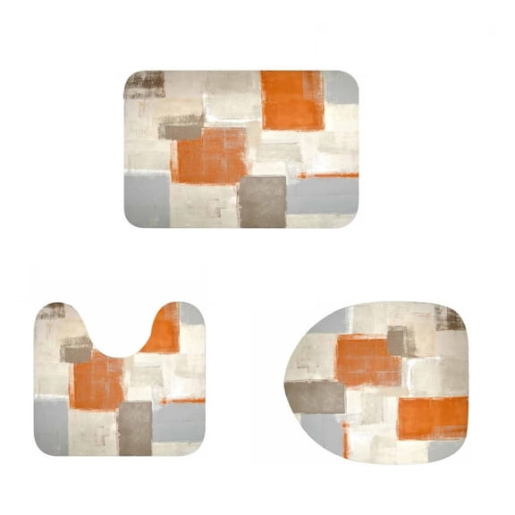 4Pcs Bathroom Shower Curtain Sets with Rugs,Orange Modern Painting Art Bathroom Sets with Shower Curtain and Rugs and Accessories, Shower Curtains & Liners
