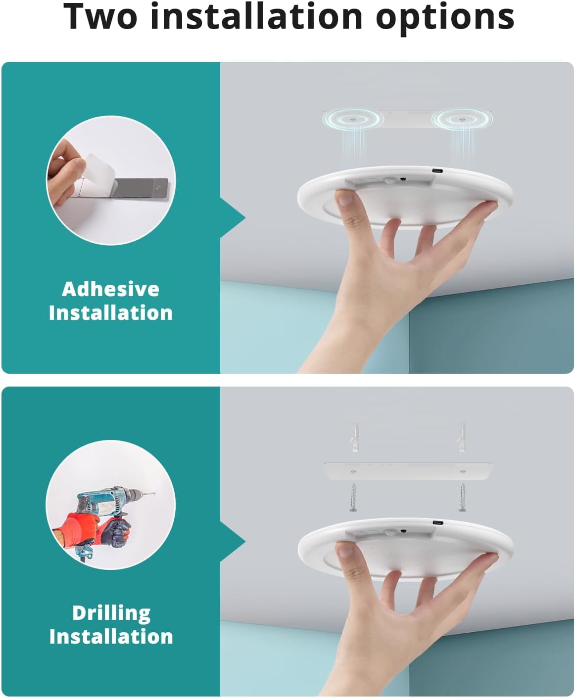 4Pcs Battery Operated Ceiling Lights Rechargeable Motion Sensor Light ...